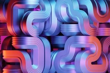 Poster - pink polygonal pattern, geometric 3d texture