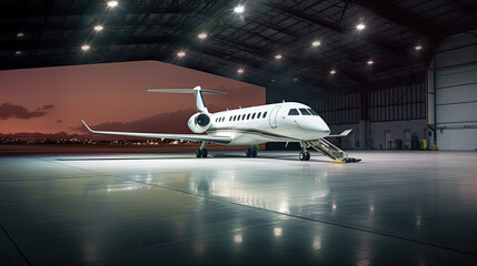 Wall Mural - Luxorious Business Jet in Hangar