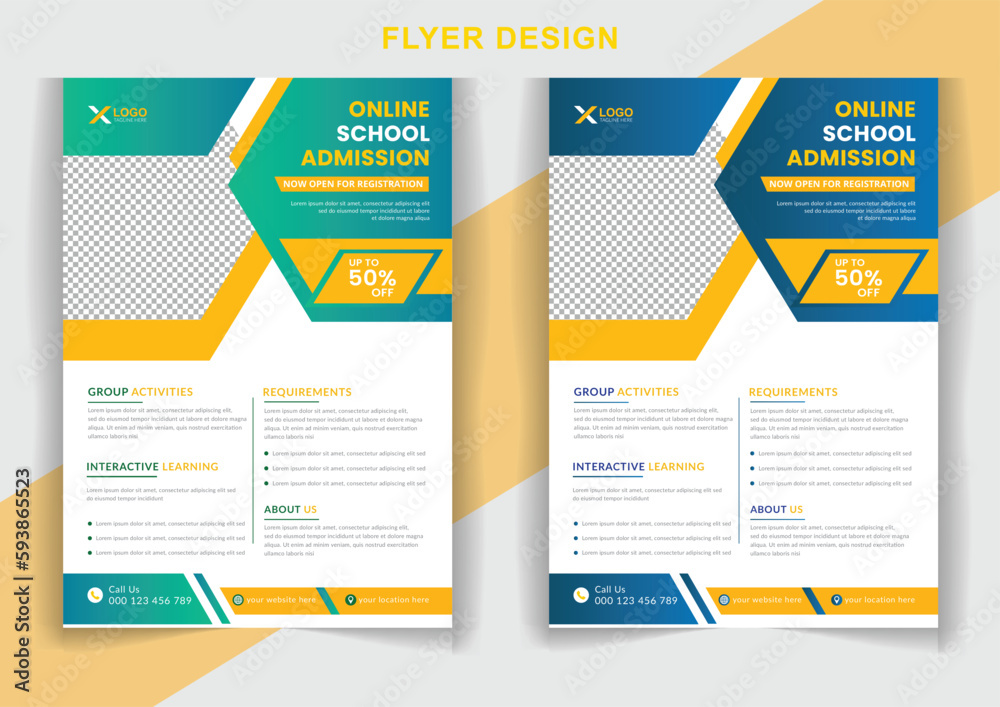 School admission flyer design admission template for flyer design Stock ...