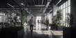 © Iryna - A couple of people walk around the office, live movement, office workers. Generative AI