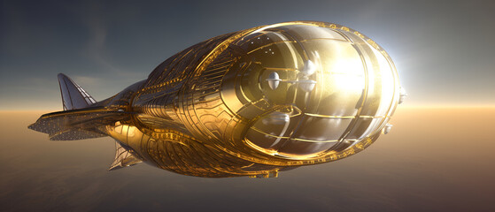 Wall Mural - spaceship, teardrop shaped mother of pearl textured, no external protrusions. 39 meters long. very s
