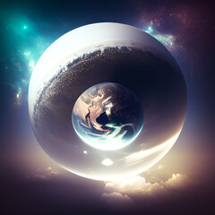Wall Mural - large white sphere in space hovering above earth