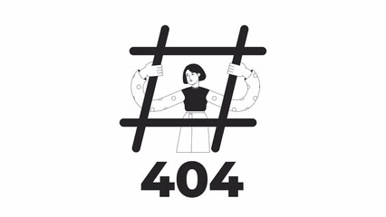Poster - Hashtag 404 error bw animation. Social media usage. Empty state 4K video concept footage with alpha channel transparency. Monochromatic error flash message for web page not found, UI design