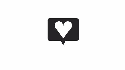 Poster - Animated bw float like notification. Black and white thin line icon 4K video footage for web design. Heart bubble isolated monochromatic flat element animation