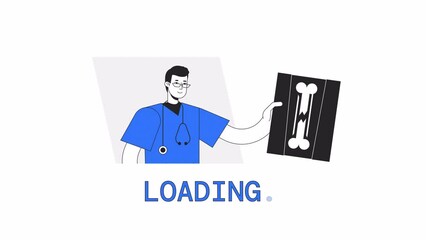 Poster - Fracture diagnostic loader animation. Online doctor. Flash message 4K video footage. Isolated outline colour loading progress indicator with alpha channel transparency for UI, UX web design