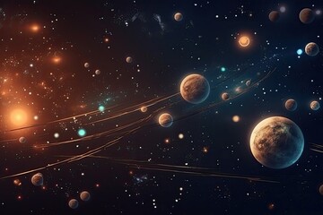 Wall Mural - planet in space with stars. generative ai.