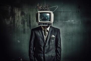 A man in a suit with a TV head is a striking symbol of the media's influence on society and its ability to shape people's thoughts and beliefs. Generative AI