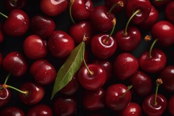 Wall Mural - Cherries background. Generate Ai