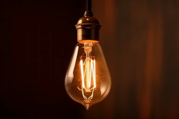 Poster - Classic edison bulb in room. Generate Ai