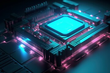 Poster - Cpu modern motherboard. Generate Ai