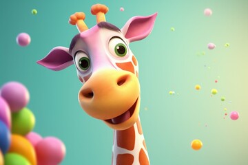 Wall Mural - Cute giraffe character. Generate Ai