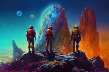 Wall Mural - new planet explorers. generate ai