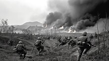 Vintage Grayscale Picture Of Korean War Generative Ai