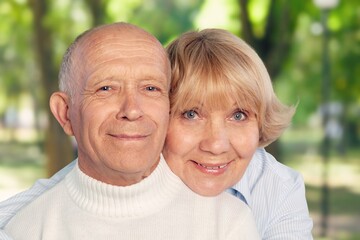 Sticker - Love happy old couple posing on outdoor