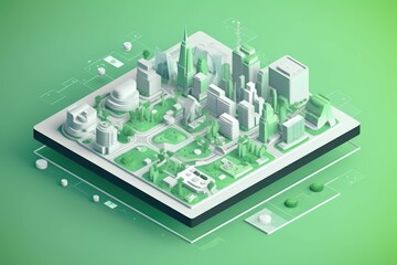 Scheme of green city. Generate Ai