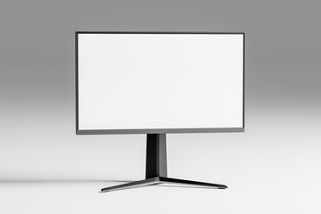Poster - Mockup Computer monitor with blank screen on grey background. Black pc monitor mockup with white screen. 3d rendering