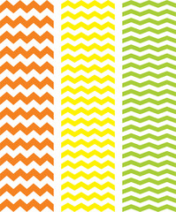 Wall Mural - Tile chevron cute vector pattern set with red, green, yellow and orange zig zag on white background