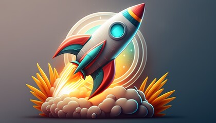 Sticker - To illustrate the launch of a rocket ship, this icon has been used. Generative AI