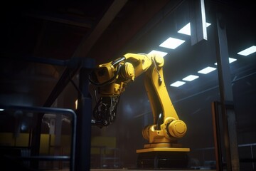 Poster - Robotic arm industrial processor plant. Generate Ai
