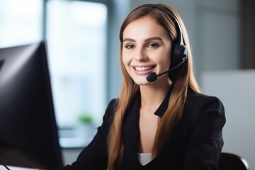 Poster - Woman call support. Generate Ai
