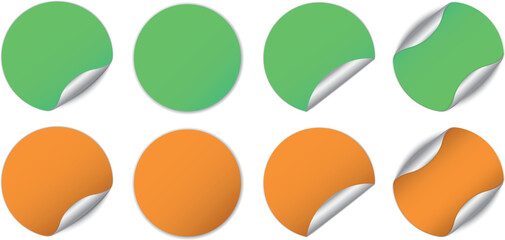 Wall Mural - set of green and orange round sticker banners - vector design elements	
