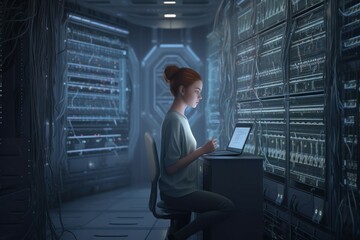 Poster - It specialist girl work. Generate Ai