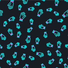 Poster - Line Golf glove icon isolated seamless pattern on black background. Sport equipment. Sports uniform. Vector