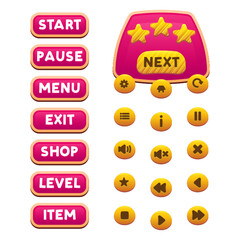 cartoon buttons and frames for game design