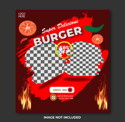 Poster - Delicious burger and food menu social media promotion banner template