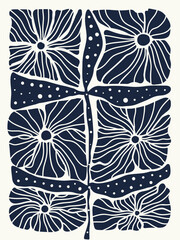 Matisse art background vector. Abstract natural hand drawn pattern design with leaves, branch, flower. Simple contemporary style illustrated Design for fabric, print, cover, banner, wallpaper.