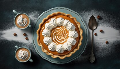 Wall Mural - Pumpkin pie on a plate Generative AI