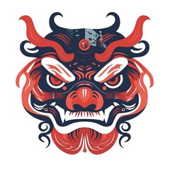 Wall Mural - Demon face character illustration, generative ai