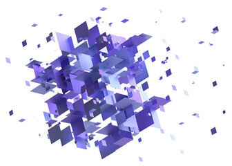 Poster - Purple geometric background, 3d render