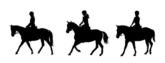 Wall Mural - rider on a horse, rider and horse silhouette isolated