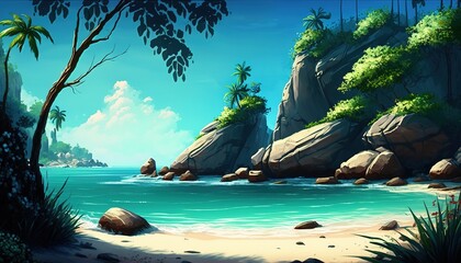 Canvas Print - Very stunning beach that absolutely no one visits throughout the summer Generative AI