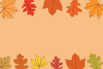 Wall Mural - Falling golden autumn leaves. Vector illustration of a bright colorful autumn background