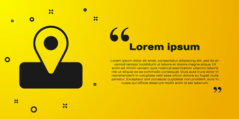 Poster - Black Location for camping or tours and travels icon isolated on yellow background. Vector