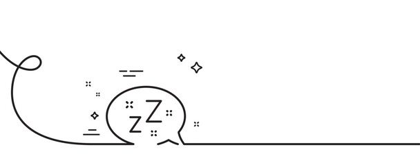 Poster - Sleep line icon. Continuous one line with curl. Zzz speech bubble sign. Chat message symbol. Sleep single outline ribbon. Loop curve pattern. Vector