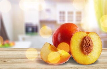 Wall Mural - Fresh ripe sweet peach fruit