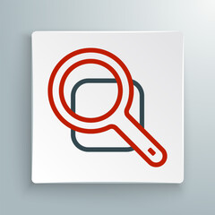 Poster - Line Magnifying glass icon isolated on white background. Search, focus, zoom, business symbol. Colorful outline concept. Vector