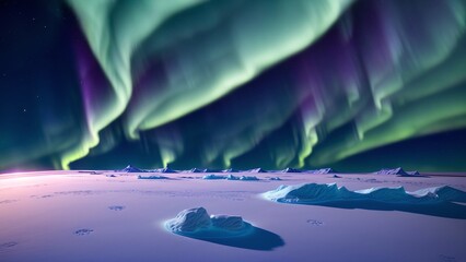 Wall Mural - A Gorgeous View Of The Aurora Bore With The Sun Shining Brightly AI Generative