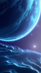 Wall Mural - A Unique View Of A Planet With A Blue Glow In The Sky AI Generative
