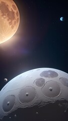 Wall Mural - A Compelling Detailed View Of A Moon And A Planet In The Sky AI Generative