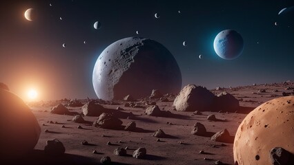 Wall Mural - An Inspiring View Of A Planet With A Few Planets In The Background AI Generative