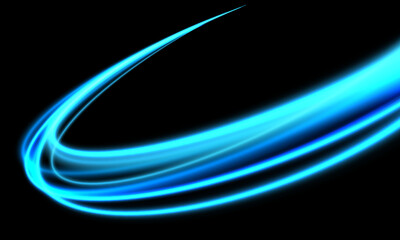 Poster - Abstract blue light speed curve motion on black design modern futuristic technology background vector