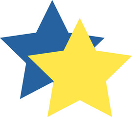 Poster - Blue and yellow stars semi flat color raster object. Full sized item on white. Review and opinion. Customer rating simple cartoon style illustration for web graphic design and animation
