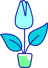 Poster - Flourishing tulip in pot semi flat color raster element. Full sized object on white. Houseplant care. Home decoration simple cartoon style illustration for web graphic design and animation
