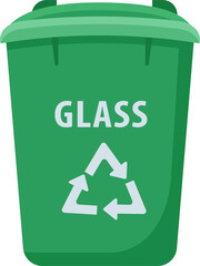 Poster - Container for glass waste semi flat color raster object. Full sized item on white. Zero waste. Garbage sorting and recycle simple cartoon style illustration for web graphic design and animation