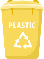 Poster - Bin for plastic waste semi flat color raster object. Full sized item on white. Zero waste. Garbage sorting and recycle simple cartoon style illustration for web graphic design and animation