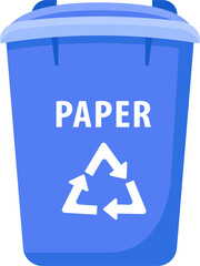 Poster - Tank for paper waste semi flat color raster object. Full sized item on white. Zero waste. Garbage sorting and recycle simple cartoon style illustration for web graphic design and animation